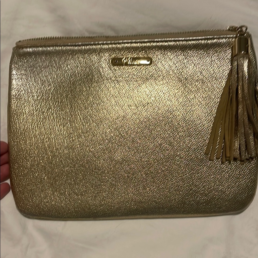 NWOT Gigi New York Gold Metallic Clutch with Tassel
